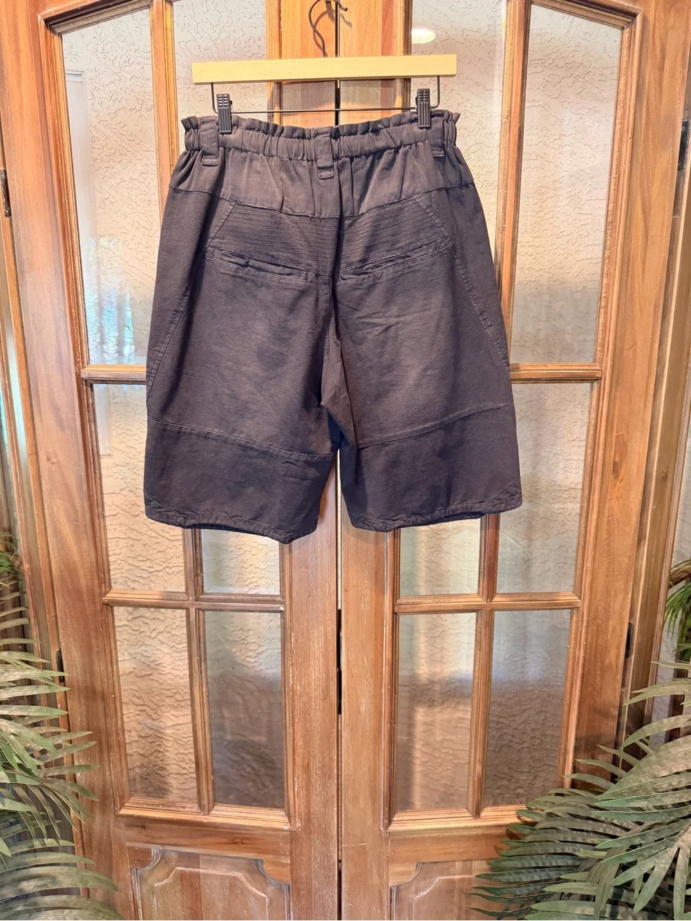 NWT Free People Weathered Charcoal Black Cargo Shorts with Elastic Waist and Tie
